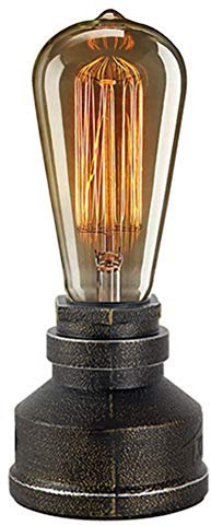 JINYU Vintage American Village Stil Schreibtisch Licht kreative Tischlampe Eisen Stahl Wasserpfeife Tisch Nachtlichter, Nachttischlampen, industrielle Steampunk Retro Base E27 Halter Montage Leuchte