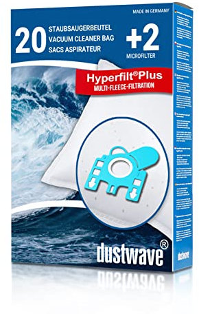 Dustwave® Lot de 20 sacs d'aspirateur pour Hoover Telios Plus TE70_TE30, TE70_TE21, Telios Plus - Fabriqué en Allemagne