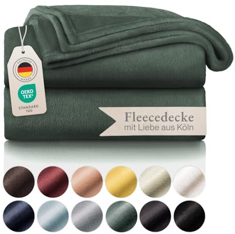 Blumtal Kuscheldecke flauschig - Oeko-TEX zertifizierte Fleecedecke 130x150 cm - Wohndecke 130x150 cm - Fleecedecke Grün - warme Kuscheldecke Grün 130x150 cm - Decke flauschig - Wohnzimmer Decke Grün