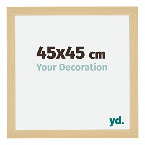 yd. Bilderrahmen 45x45 cm Ahorn Dekor - MDF Rahmen Mura | Your Decoration, Acrylglas aus Kunststoff, Wandmontage, Geeignet für Fotos, Poster und Puzzles, Made in Holland