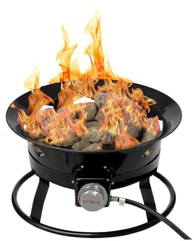 Flame King Rauchfreie Propangas-Feuerstelle, 48,3 cm, tragbare Feuerschale, 58 K BTU mit Selbstzünder, Abdeckung und Tragegurten für Wohnmobil, Camping und Leben im Freien