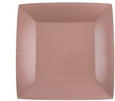 Santex - 10 Assiettes Carton Bio CARRÉES 23CM Rose Gold