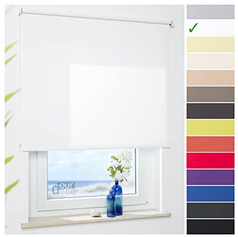 ourdeco Rollo/Seitenzugrollo / 162 x 180 Breite x Höhe/weiß/lichtdurchlässiger Stoff/Sichtschutzrollo