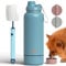 Miracle Pets Bouteille d'eau portable pour chien avec bol attaché, 950 ml, isothermes en acier inoxydable pour sport, randonnée, poignée facile, accessoires de voyage pour chien, gamelle portable pour