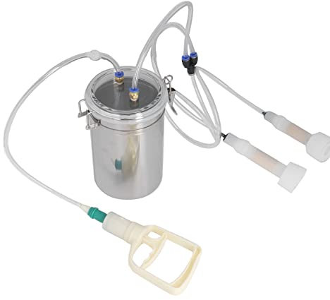 GLOGLOW Manuelle Melkmaschine, 2000 Ml Mühe Sparende Melkmaschine mit Edelstahlflasche, Tragbares Melkset für Schafe, Ziegen
