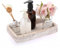 IGNPION Rattan-Serviertablett, dekoratives Display-Tablett, Tisch, Aufbewahrungstablett, WC-Tank, Papiertablett, Schreibtisch-Organizer, Tablett für Küche, Make-up, Ornament (25 cm, weiß gekalkt)