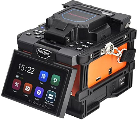 QIIRUN X800 Automatic Fibre Fusion Splicer 6 Seconds Fast Splicing Fusion Splicer Machine Core Alignment with Large Battery for Man Telecommunication FTTx Projects (UK Plug)