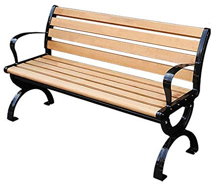 Outdoor Metall Park Bank Gusseisen Rahmen und Korrosionsschutz Holz Retro Veranda Bank mit Rückenlehne Armlehne für Terrasse Rasen Quadrat