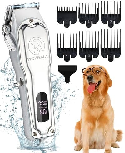 Dog Clippers for Grooming for Thick Coats: Low Noise Rechargeable Cordless Pet Shaver - Dog Grooming Kit for for Heavy Hair