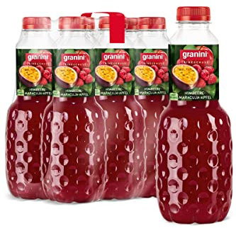 granini Trinkgenuss Himbeere-Maracuja-Apfel (6 x 1l), mindestens 50% Saft, Apfel-Saft, Maracuja-Saft, Himbeermark, vegan, natürlich, mit Pfand