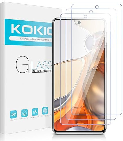 Kokio 3 Piezas Protector de Pantalla para Xiaomi 11T / 11T Pro 5G 6.67 Cristal Templado Ultra HD Vidrio Templado para Xiaomi 11T 5G,9H Dureza,Sin Burbujas Screen Protector