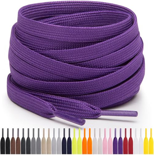 Miscly Lacets Plats Pour Baskets, Plusieurs Longueurs et Couleurs Disponibles (Violet, 137 cm)