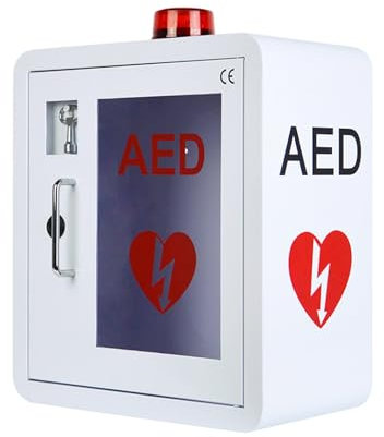 YMAOMAO AED-Defibrillator-Aufbewahrungsschrank zur Wandmontage, Erste-Hilfe-AED-Defibrillator-Aufbewahrungsschrank mit Schlüssel und Schnappverschluss, passend für alle Marken von Cardiac Science