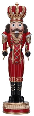 Timstor Soldatino Schiaccianoci di Natale Nutcracker 35,5cm Poliresina Rosso e Oro