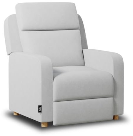 Nalui - Sillón Relax Reclinable One Fabric (77x87x95cm) con Apertura Push Manual y Estructura Reforzada. Sillón para el Salón Tapizado en Tela con Reclinación 160º Gris Claro