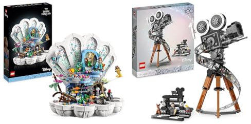 LEGO 43225 Disney Princess Arielles königliche Muschel Set & 43230 Disney Kamera – Hommage an Walt Disney, Set zum 100-jährigen Jubiläum