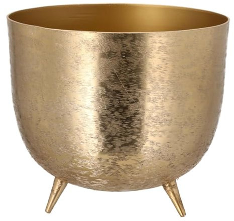 Design Aluminium Blumentopf Rund Matt Gold Ø 18 cm Pflanzen Blumen Übertopf Pflanztopf Blumenkübel Pflanzkübel