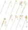 Yoosit 10 Pack Retro Gold Metal Long Hair Sticks Pins with Pearl Jade Dangles Tassels Pendants Chinese Hanfu Asian Flower Butterfly Hair Chopsticks Hair Picks Bun Forks Holders Hairpins for Women Girl