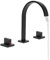Grifo de baño cascada 3 agujeros lavabo ancho, grifo de lavabo de 2 botones, control de temperatura del agua, estilo moderno, negro