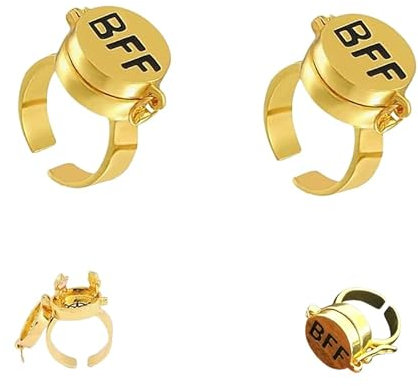 Yoimckay 2 Stück BFF Ring Anime Cartoon Design, Süßes Einstellbar Offene Kappe, Schmuckgeschenke Für Frauen Mädchen, Gedenkgeschenk Für Besten Freund