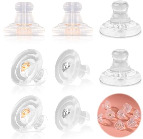 Ohrringverschlüsse, 8 Stück Ohrringverschlüsse Silikon für Ohrstecker und Hängeohren Weich Bequem Ohrringheber Sichere Ohrringverschlüsse Ersatz für Erwachsene und Kinder (Gold + Silber)