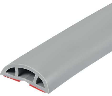 sourcing map 3.9ft Floor Cord Cover PVC Cable Protector 0.4W x 0.24H Cable Management Grey