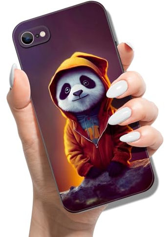 Phone Case for iPhone SE (2022) / SE 2020/8 / 7 Silicone Case Slim Thin Soft TPU Cover with Cute Pattern Design Shockproof Protective Case for Girls Women - Panda