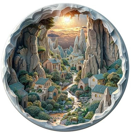 Holzpuzzle für Erwachsene, wunderschön Holzpuzzle, Unregelmäßige Einzigartige Form Puzzleteile, Exquisite Geschenkverpackung, Geburtstagsgeschenk für Erwachsene und Kinder(L-34 * 34cm-300 Stück)