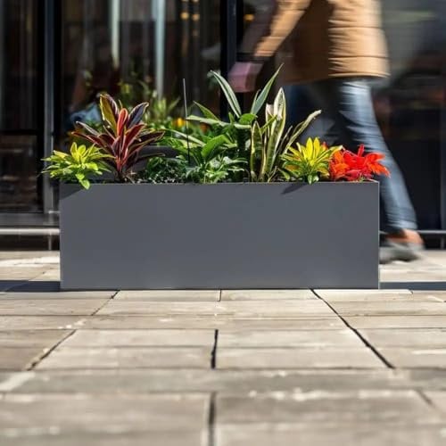 1.2m/1m/75cm/70cm Zinc Galvanised Trough Planter | No Assembly Needed | Lightweight (Matte Grey, L75cm x W32cm x H32cm)