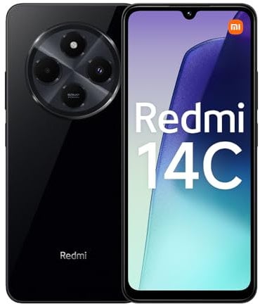Xiaomi Redmi 14C 4G Black Smartphone 4+128GB, 2.0GHz,6.88 display, stylish design, 50MP AI dual camera, Massive 5160mAH battery,18W fast charging (UK Version + 2 Years Warranty+no in-box charger)