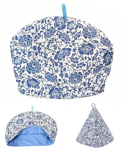 Hezhou Teekannen Wärmer Baumwolle Teewärmer aus Baumwolle Teekanne Isolierung Abdeckung Tee Set Vintage Tee Set Tee Gemütlich Stoff Teewärmer Deko Retro für Hausfrau, Freund, Mutter (blau)