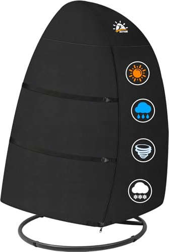Zettum 2-Sitzer Hängesessel Abdeckung 167 x 109 x 173 CM, Schwebesessel Abdeckhauben 600D Oxford PU-Beschichtet, Wasserdicht Hängesessel Schutzhülle Doppel-Eierstuhlbezug für lSchwingsessel