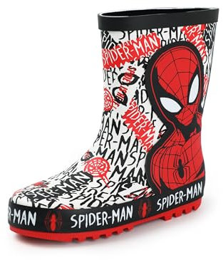 Marvel Rote Gummistiefel für Jungen von Spiderman | Charakter Spiderman Kinderschuhe Comics Superhelden-Regenstiefel | Wasserdichte Gummistiefel für Kinder | Outdoor-Schuhe für Jungen