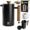 KARL HAUSMANN Thermo French Press - 1 Liter / 8 Tassen - Kaffeebereiter aus Edelstahl - Doppelwandig - Hält lange Warm - Kaffeezubereiter mit Cool-Touch Griffen - Kaffeepresse - Schwarz