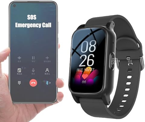 Weyot Orologio Intelligente con Rilevamento delle Cadute per Anziani, Bracciale SOS Salvavita Anziani con GPS, Videochiamata HD, Chiamata Vocale HD E Ricarica Magnetica - Impermeabile IP67,Black