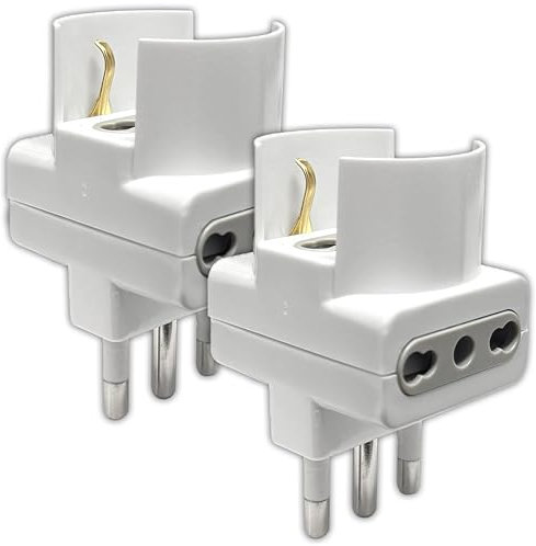 V-TAC 2x Multipresa Adattatore Triplo con 2 Prese 10/16A + 1 Presa Frontale Bipasso Schuko e Spina 16A - Adattatore di Corrente da Muro per Casa, Ufficio, Negozio, Azienda, Bianco - Max 1500W