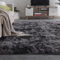 Waschbarer Langflor-Teppich aus Wolle, für Wohnzimmer, Schlafzimmer und Kinderzimmer, weich, rutschfest, modernes Design, Dunkelgrau, 140 x 200 cm