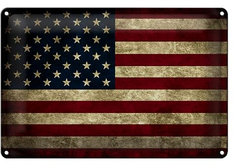 Vintage USA Flagge | Blechschild | Retro Deko | Wanddekoration | 18 cm x 12 cm