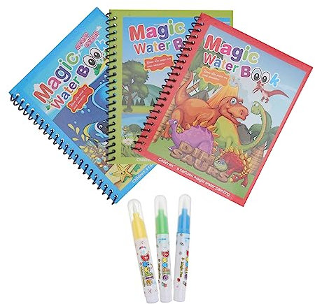 VICASKY 3pcs Reusable Water Coloring Books Graffiti Painting Books for Boys and Girls Felt Tip Pens for Boy Girl Water Painting for and Age