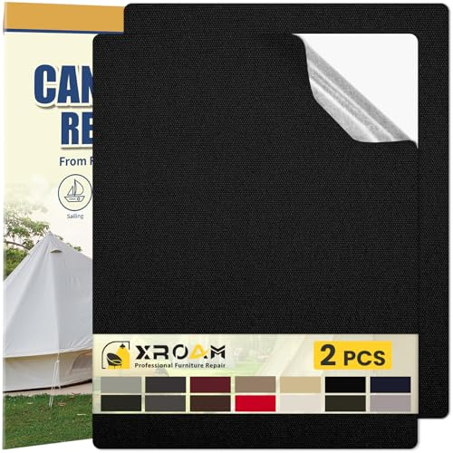 Flicken Selbstklebend Stoff Schwarz, 21x30cm Selbstklebender Stoff, Zelt Reparaturset, Canvas Reparatur Patch, Textilklebeband Wasserfest Outdoor für Sofas, Autositz, Sonnenschirm, Markise