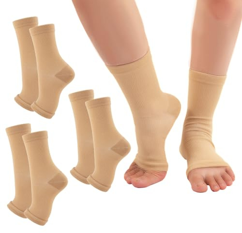 WEESTAAMO 3 Paar Kompressionssocken Offene Zehen (15mmHg) - Unsichtbare Knöchelbandage Hautfarbe für Damen & Herren - Leichte Stützstrümpfe gegen Schwellung bei Arbeit, Reise & Alltag (S/M, L/XL, XXL)
