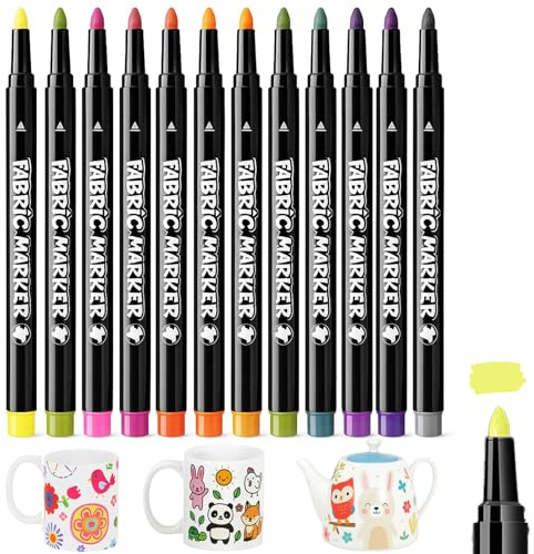 NieYat 12 Farben DIY Keramik Bemalen, Porzellanstifte Spülmaschinenfest, Glasmalstifte Spülmaschinenfest für Kreative Geschenke und Dekoration