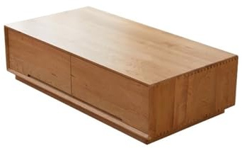 Tavoli da Soggiorno Tavolino da salotto in legno massello con angoli arrotondati, 130x65x35 cm, tavolino da terra semplice in legno di ciliegio con cassetti, mobile contenitore Tavolo da Divano