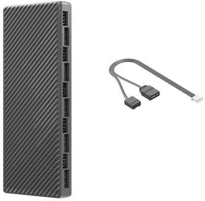 Jooehyer ARGB/PWM Hub Dual 10 Expansion Ports ARGB Controller 2 in 1 Fan HUB Adapter for Case Fan A
