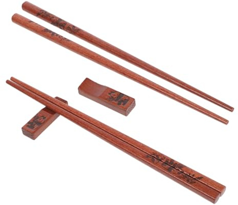 Toyvian 2 juegos Palillos Chinos de Madera Natural con Soporte Panda Grabado Reutilizable para Cocina y Comedor Casa Souvenir de Viaje Tradicional Chino