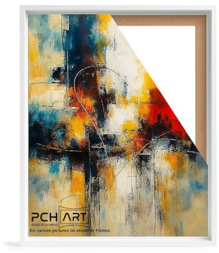 PCH[art] Schattenfugenrahmen weiß für Leinwandbilder auf Keilrahmen|Größe: 50x70 cm| Rahmen ohne Glas und Rückwand