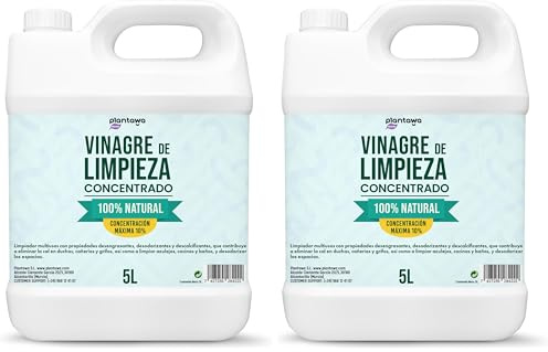PLANTAWA Vinaigre Ménager 10º 5L | Vinaigre ménager haute concentration | Nettoyant multi-usages pour sols, cuisine, vitres, salle de bain | Format économique (Lot de 2)