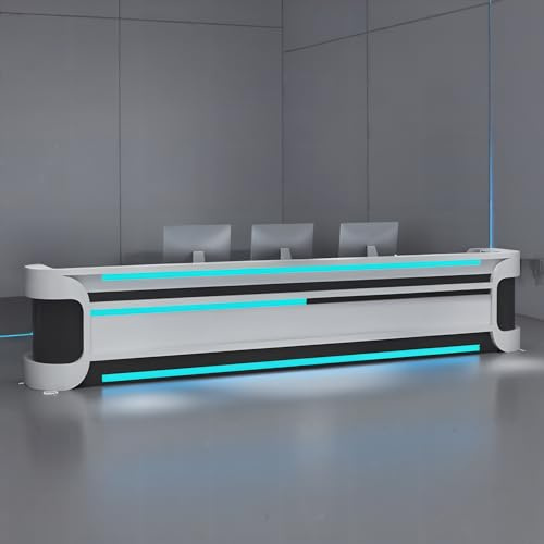 Empfangstresen, 173 cm (68 Zoll) LED-beleuchteter Empfangstresen, Lieferung in einem Stück, Keine Montage erforderlich, individuelles Logo für Salonlobby, Billardzimmer, Kasse