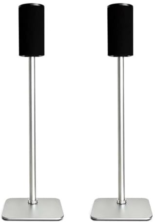 Zgouo Floor Speaker Stand For Sony BRAVIA Theater Rear 9 SA-RS9&TRIO(HT-A8) | aluminum alloy 1:1 fits speaker size, built-in cable management easy installation(RS9-Wall-Leaning Silver)