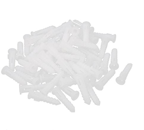 sourcing map 60 Stück Plastik Wand Montiert Schrauben Expansion Nägel Weiß 6x30mm DE de